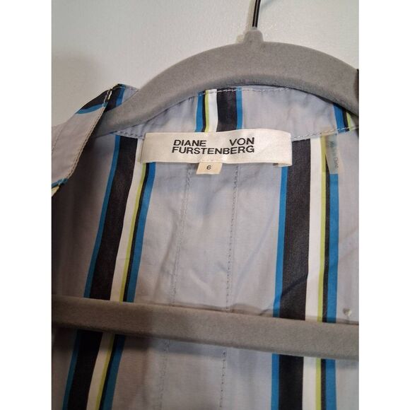 Diane von furstenberg womens size 6 long maxi shirt dress stripe gray - Picture 8 of 10